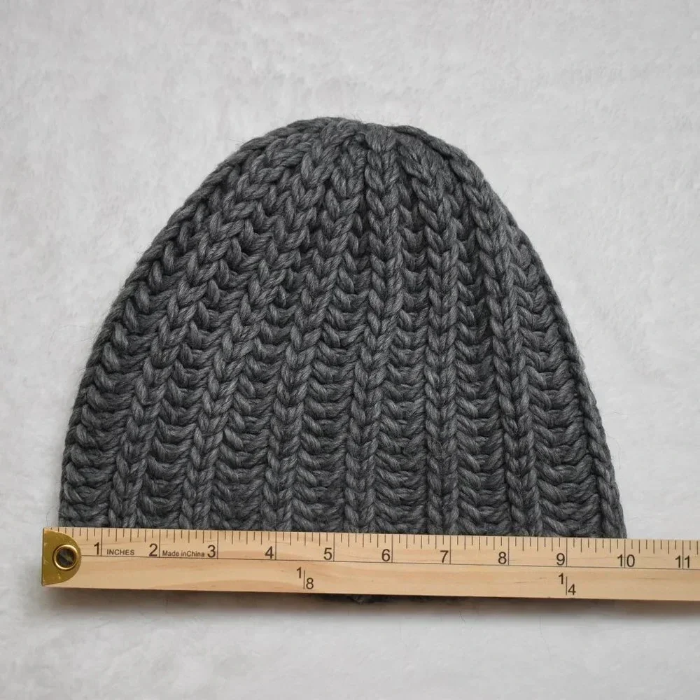 Minimalist Cable Knit Beanie Chunky Sz O/S Wool Alpaca blend Made in Italy